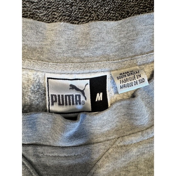 Vintage PUMA Mens Pullover Sweatshirt Grey Size M Athletic Dept Logo Spell Out - Picture 4 of 7